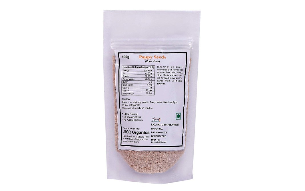 Jioo Organics Poppy Seeds (Khus Khus)   Pack  100 grams